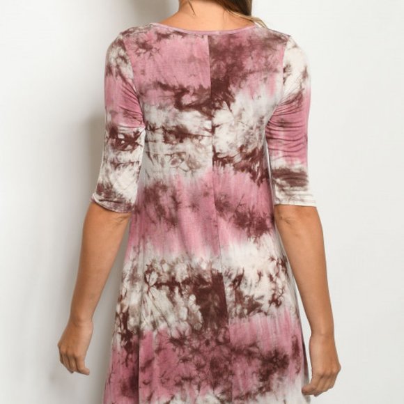 Last 1! Mauve tie dye dress - Picture 3 of 8